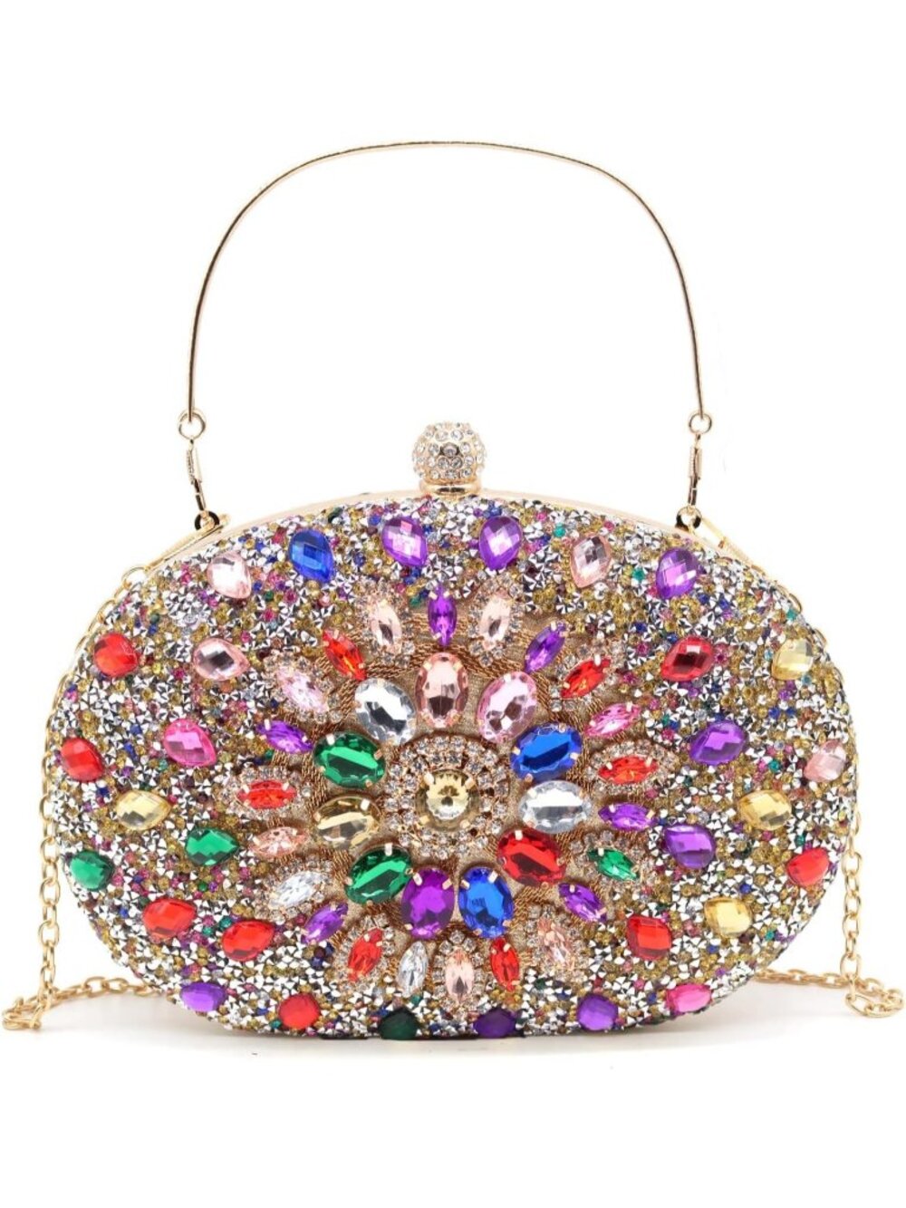 Womens Multi Color Rhinestone Clutch Purse Wedding Party Prom Bridal Evening Bag